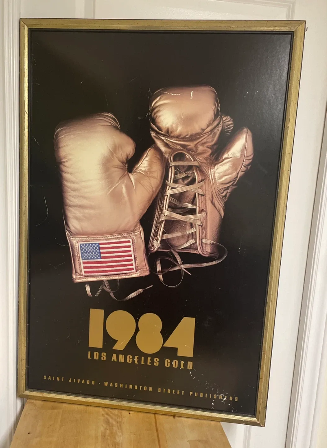 1984 Los Angeles Gold Boxing Gloves Framed Print