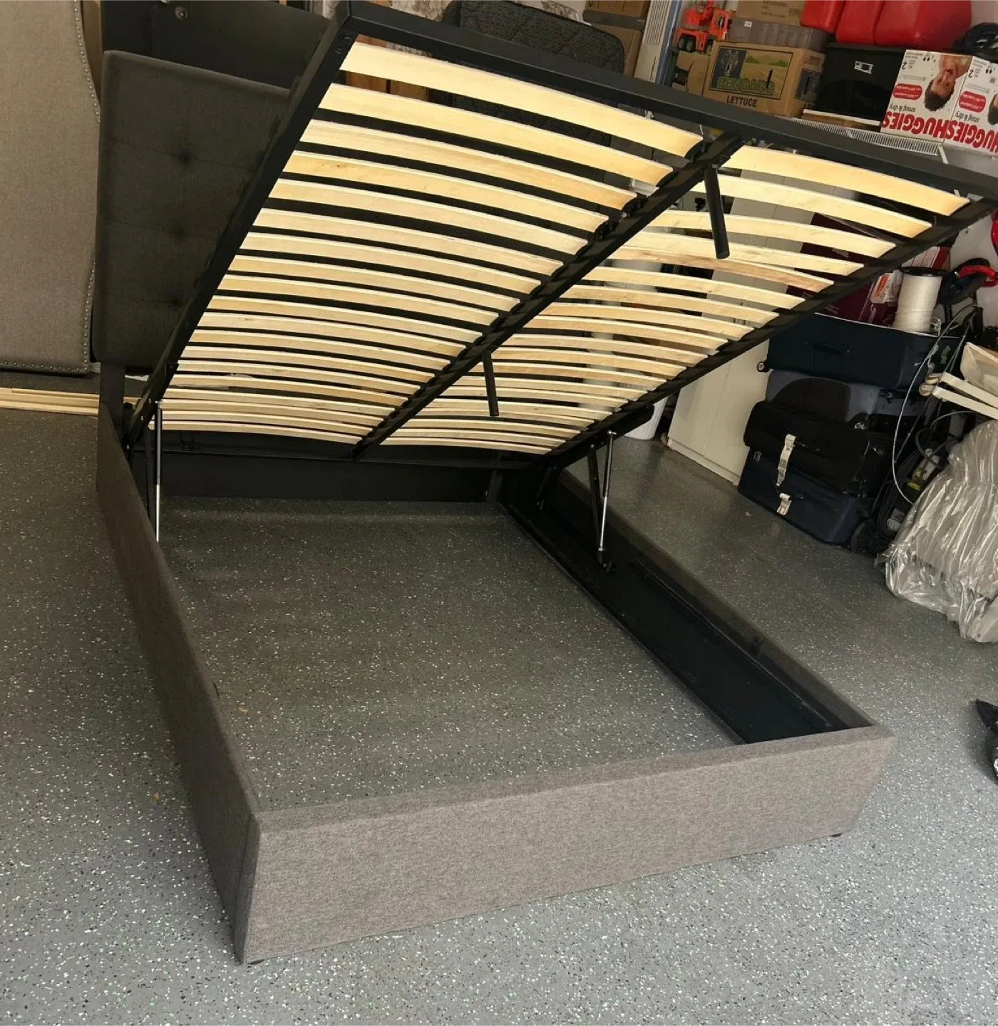 Upholstered Storage Bed Frame - Grey