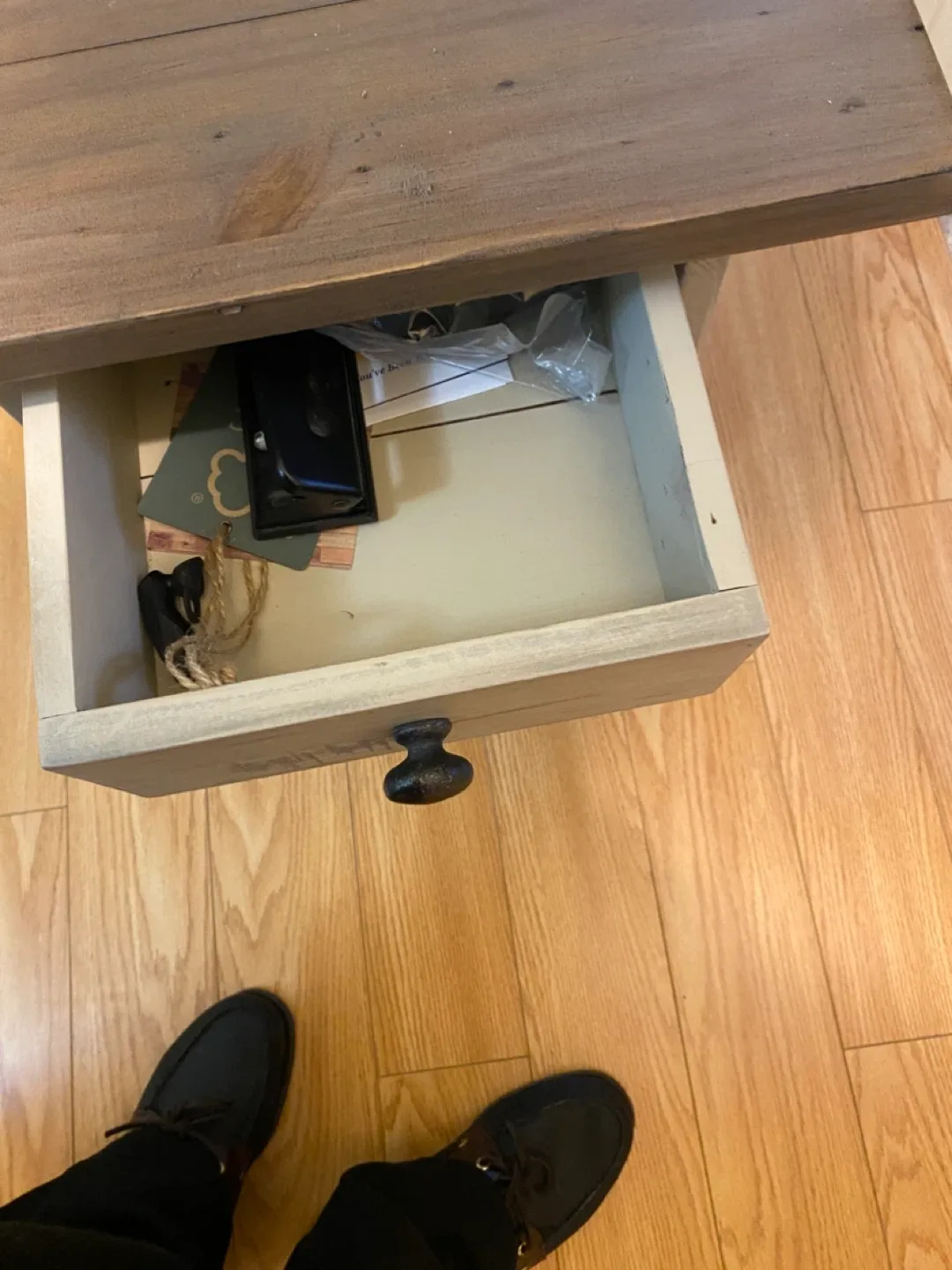 Rustic Wood End Table with Drawer image indicator(4)