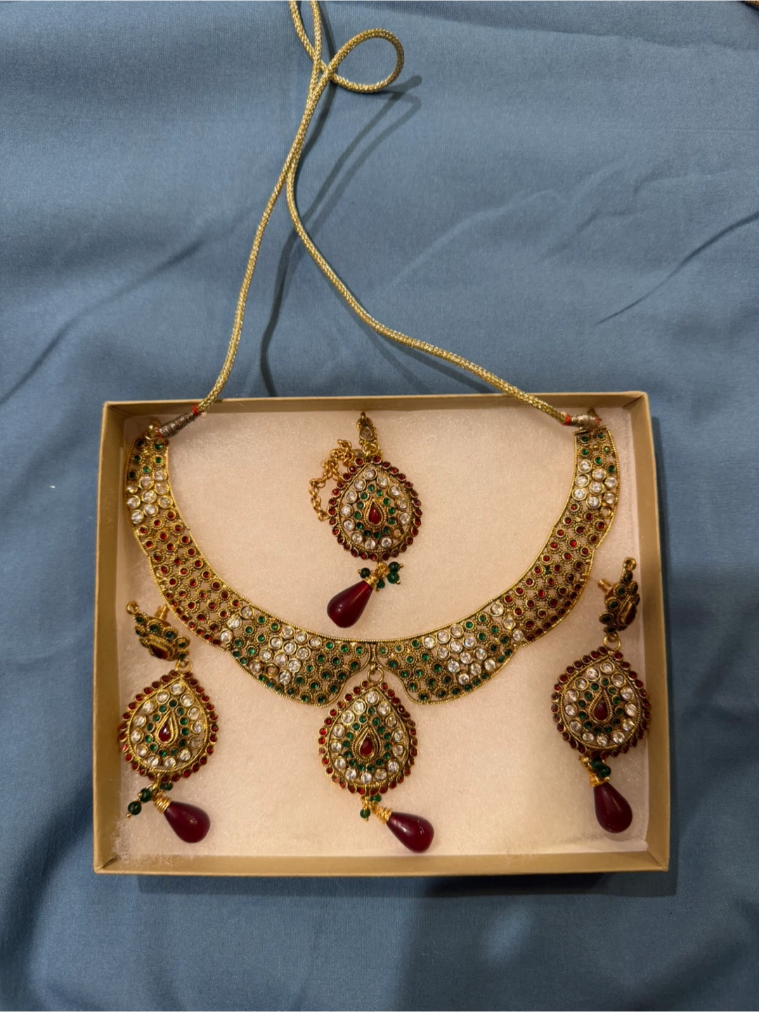 Indian Jewelry Set - Necklace, Earrings, and Headpiece