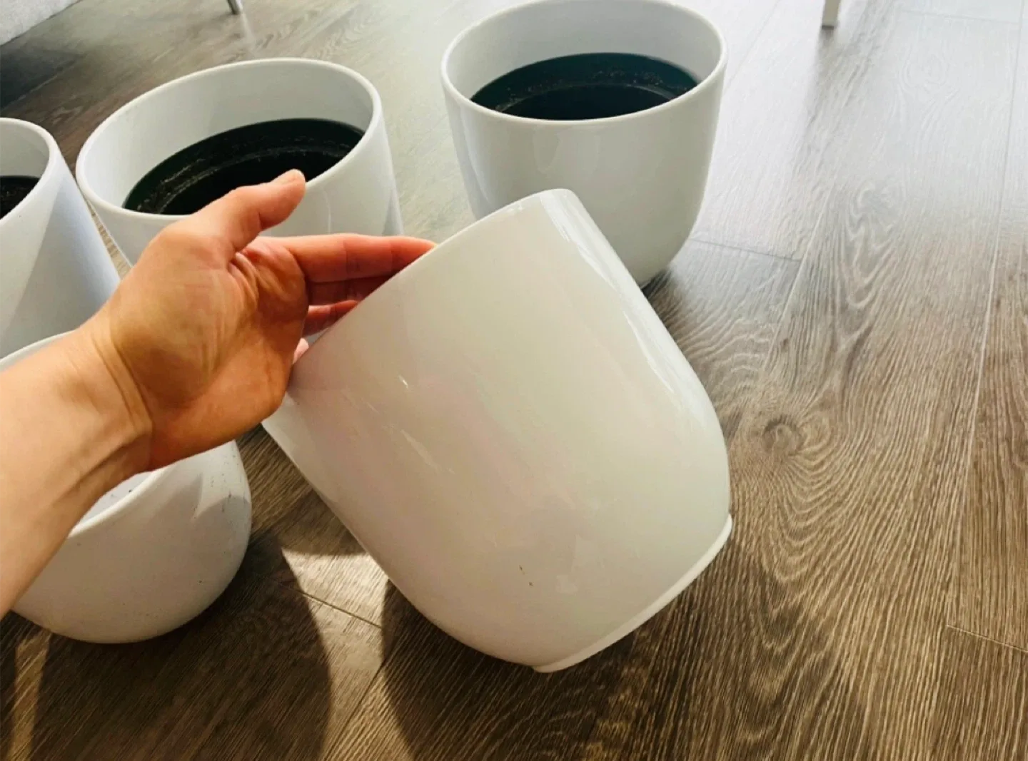 White Ceramic Plant Pots - Set of 7