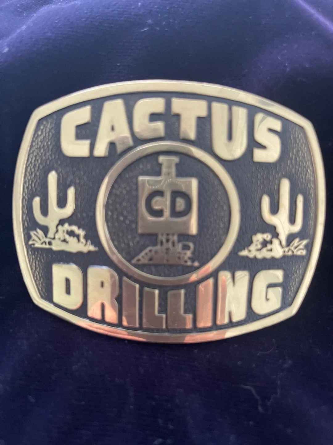 Cactus Drilling Belt Buckle, Solid Brass
