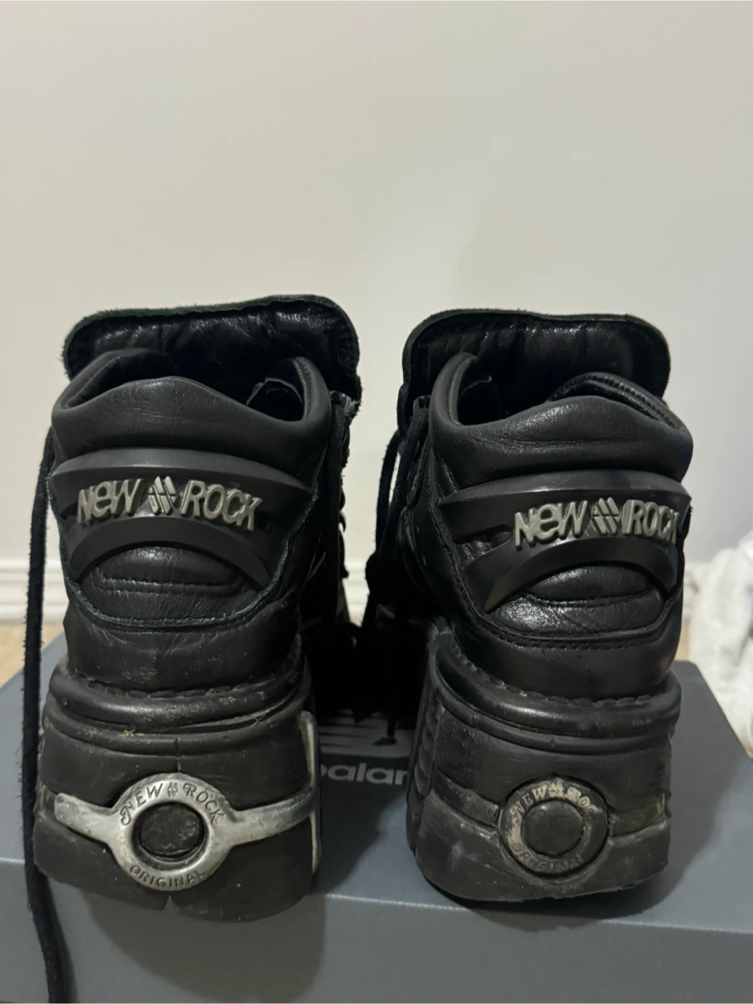 New Rock Black Leather Platform Boots - photo 3