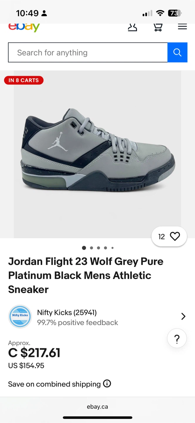 Jordan Flight 23 Wolf Grey Athletic Sneaker - US 7Y - photo 4