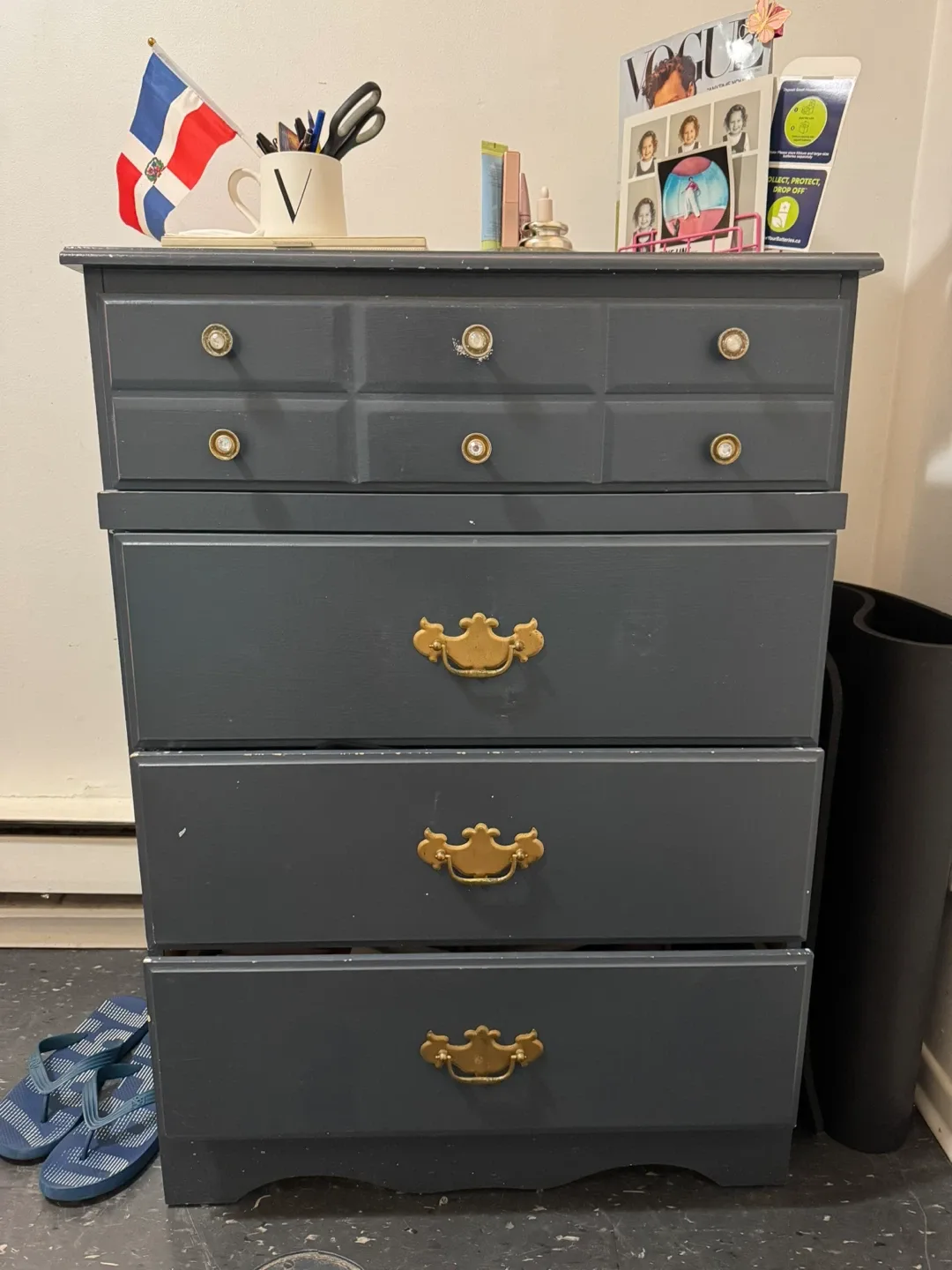 Vintage Dark Grey Chest of Drawers