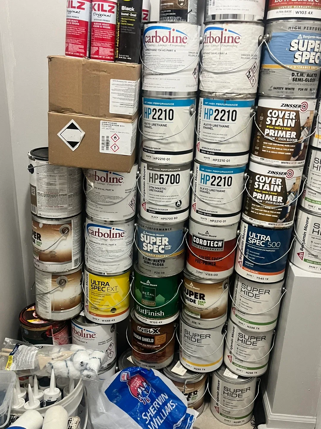 Various Paints, Primers & Home Improvement Supplies