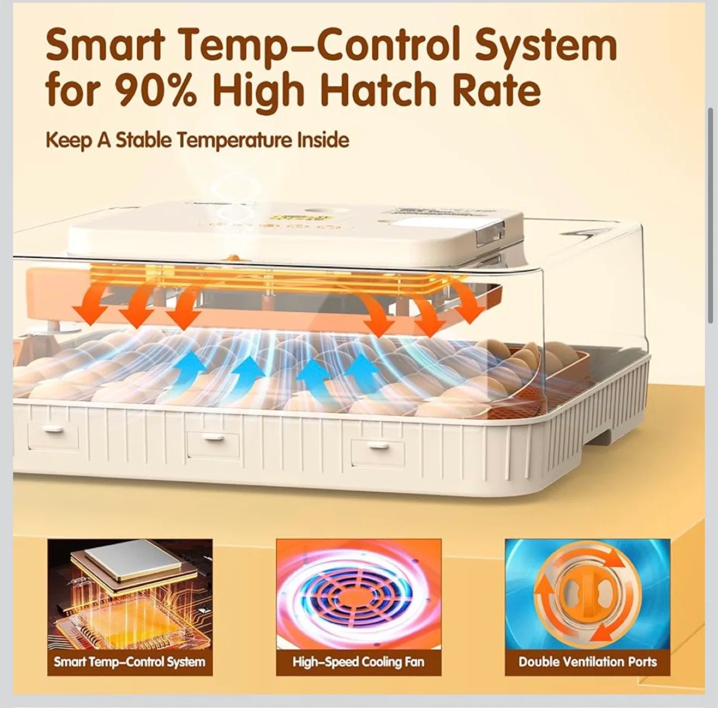 56 Eggs Incubator - Automatic Egg Turner image indicator(3)