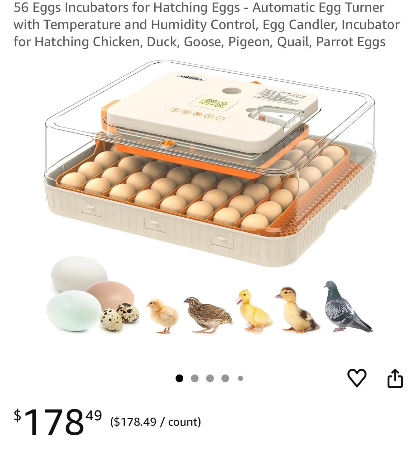 56 Eggs Incubator - Automatic Egg Turner