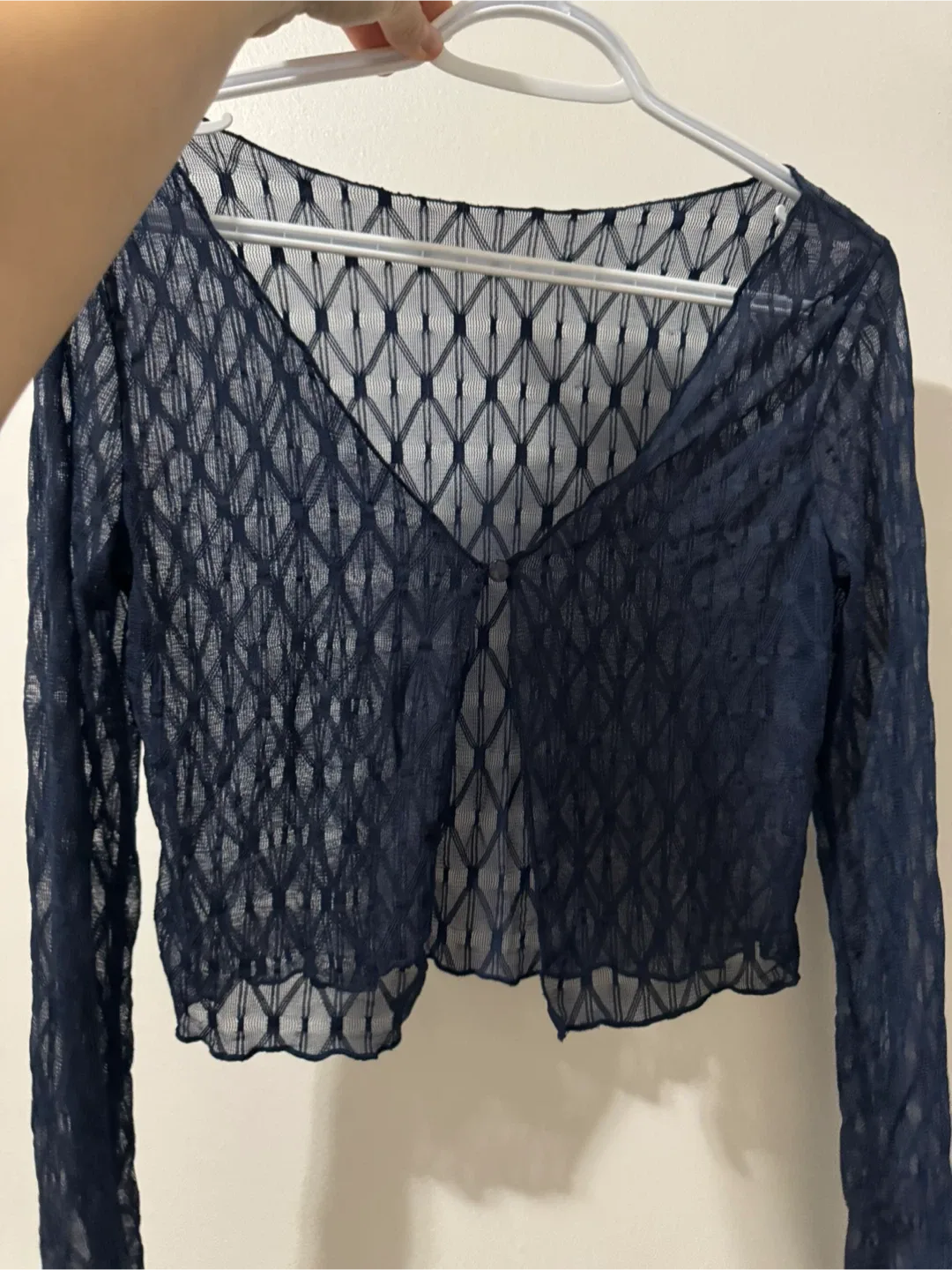 Mesh Long Sleeve Top - Navy