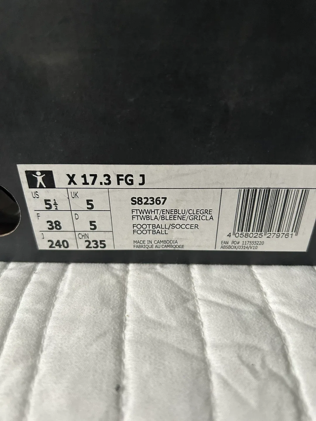 Adidas X 17.3 FG J Soccer Cleats - US 5.5