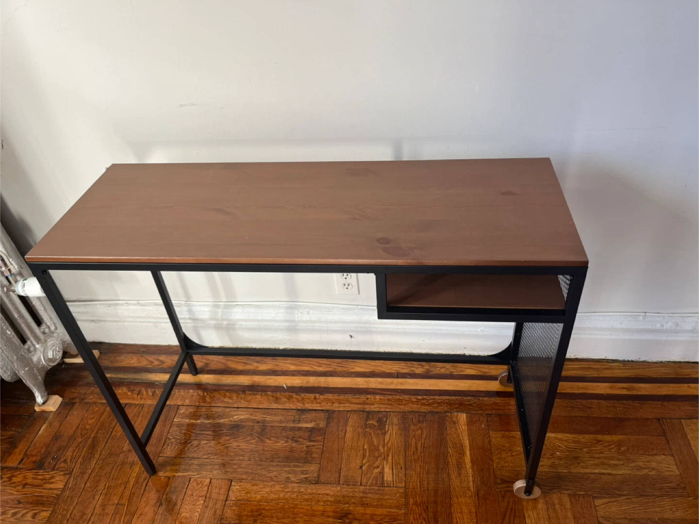 Wood and Black Metal Desk - photo 2