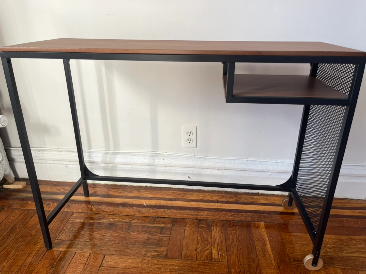 Wood and Black Metal Desk