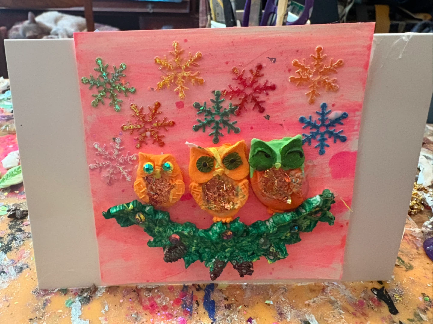 Three owls greeting card - photo 3
