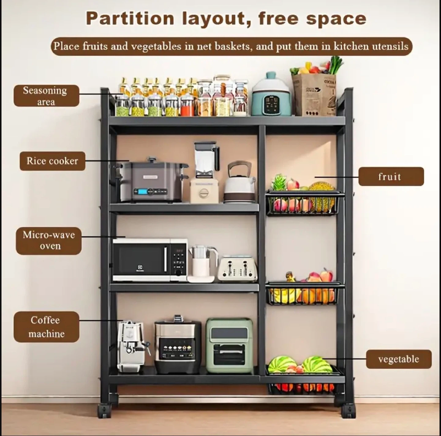 Kitchen Storage Rack with Wheels (BRAND NEW IN BOX) - photo 3
