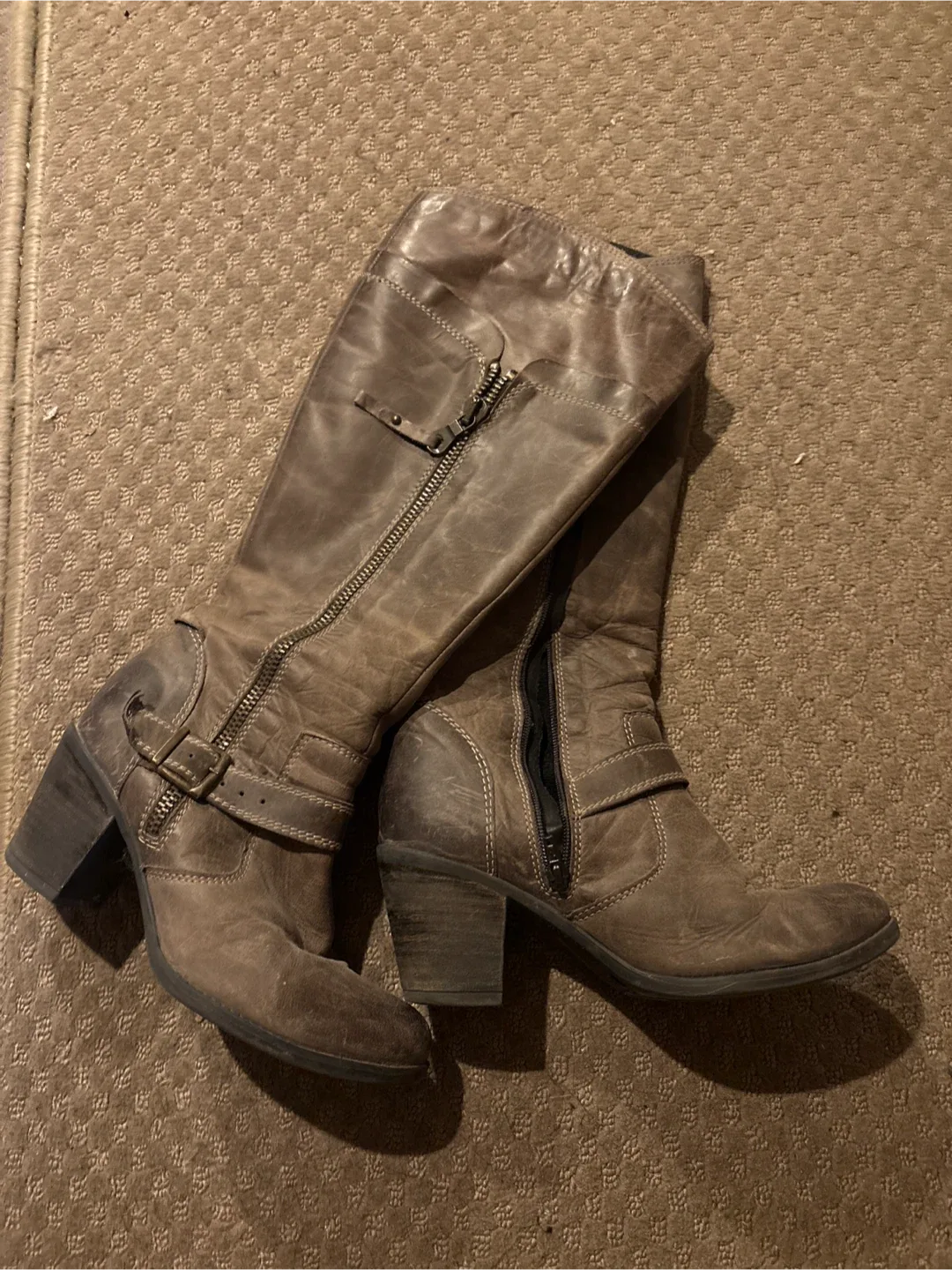 David Dixon Brown Leather Knee-High Boots