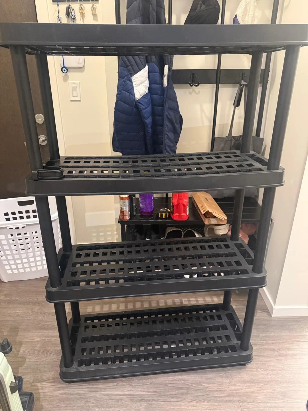 Black 4-Tier Plastic Shelf