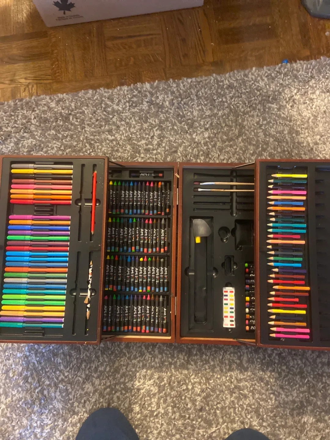 Wooden Art Set with Pencils, Crayons & Markers