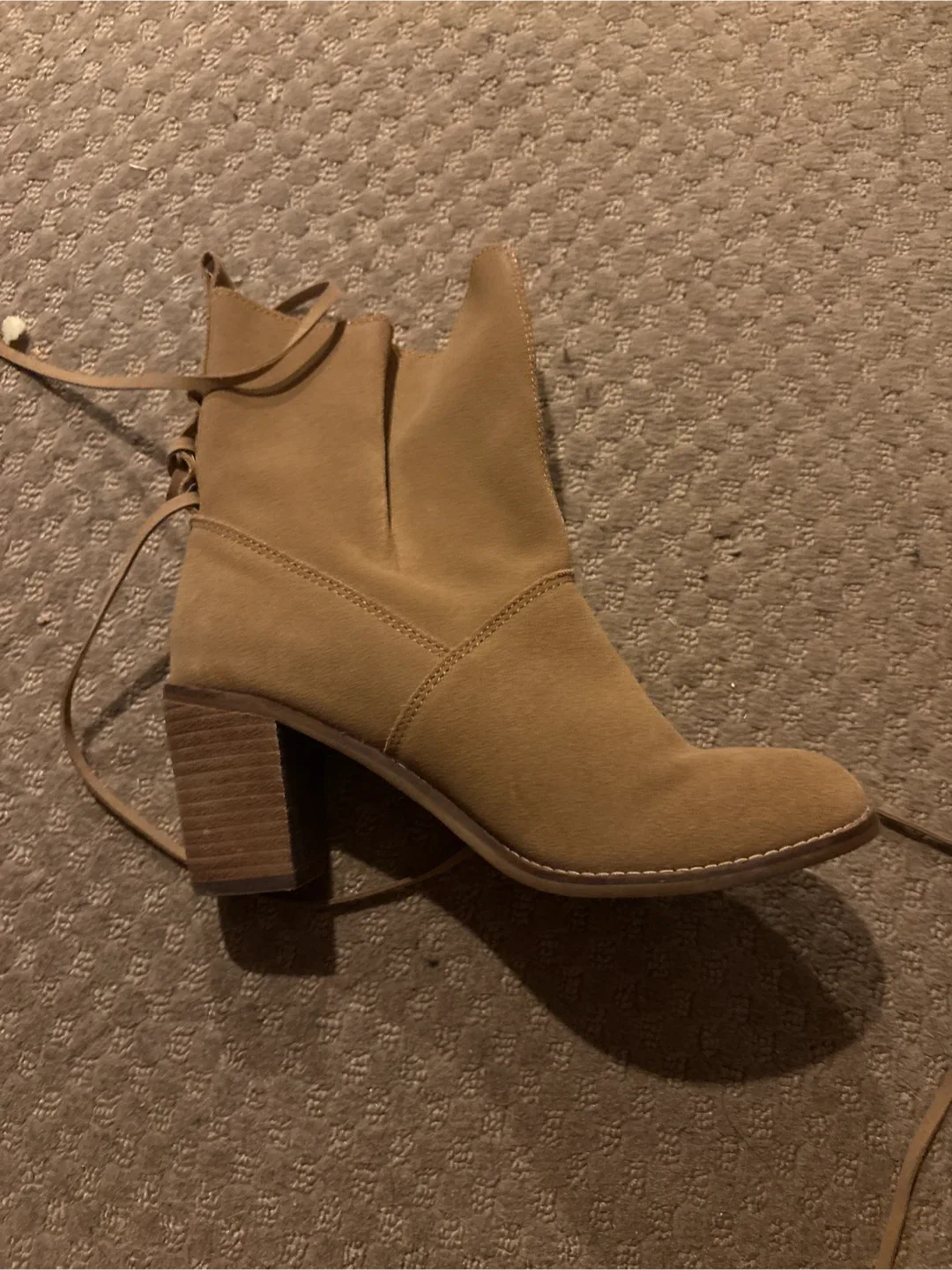 TOMS Tan Heeled Ankle Boots with Lace-Up Detail image indicator(4)