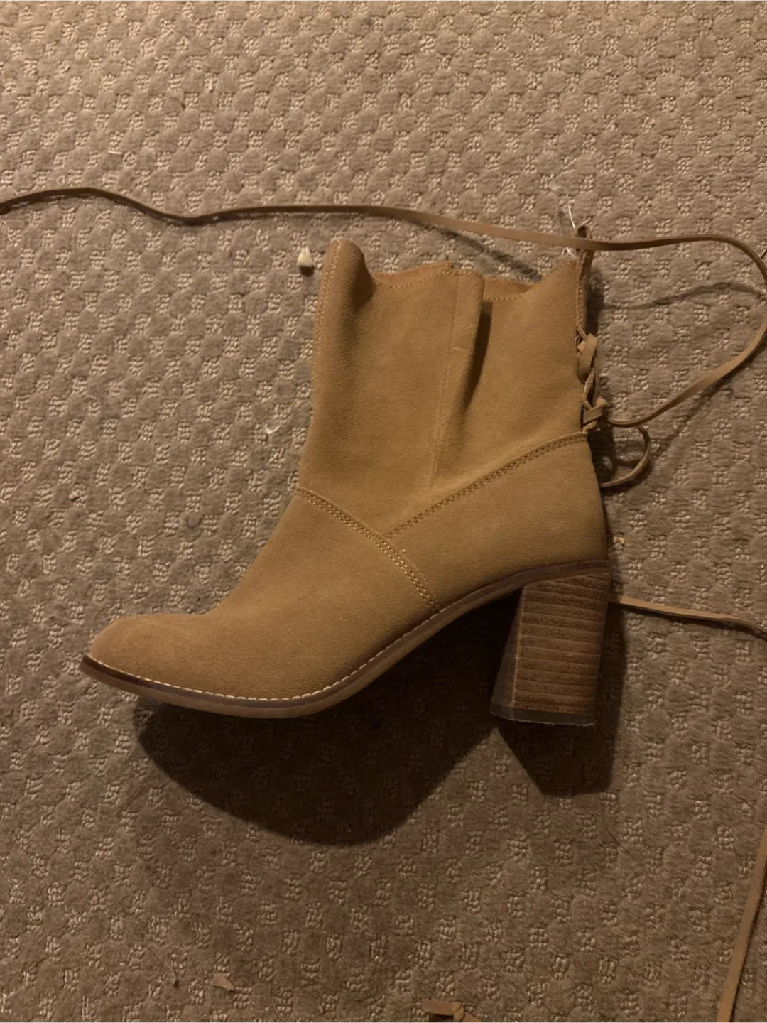 TOMS Tan Heeled Ankle Boots with Lace-Up Detail image indicator(5)