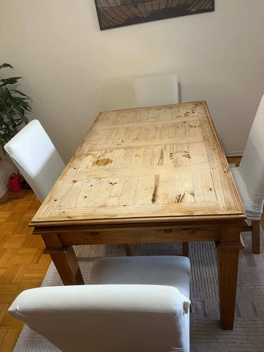 Wood Dining Table with 4 Chairs