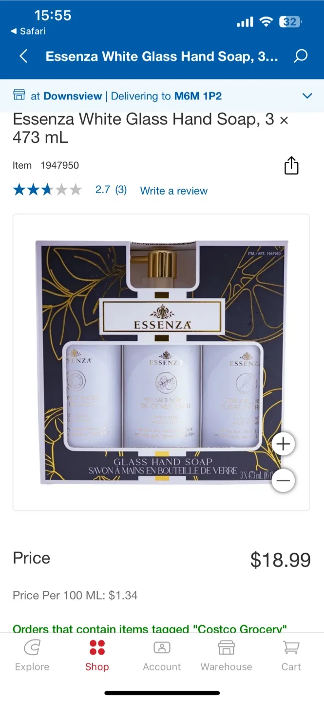 Essenza Glass Hand 3 Soap Set image indicator(3)