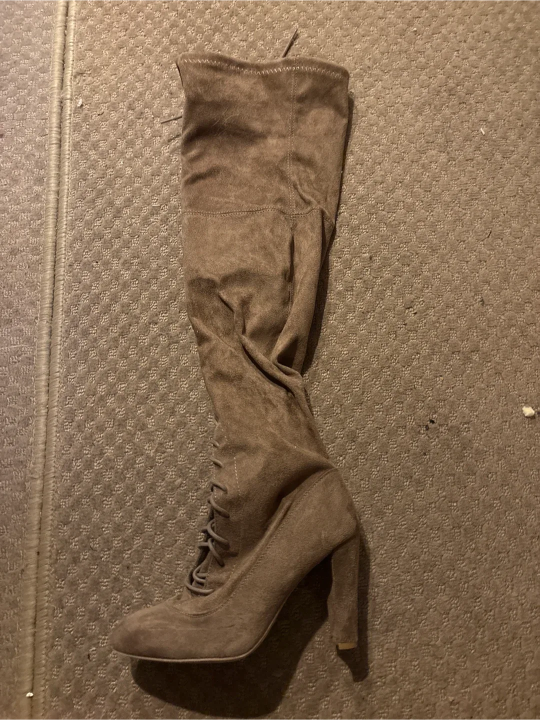 Fashion Nova Taupe Thigh High Heeled Boots image indicator(5)