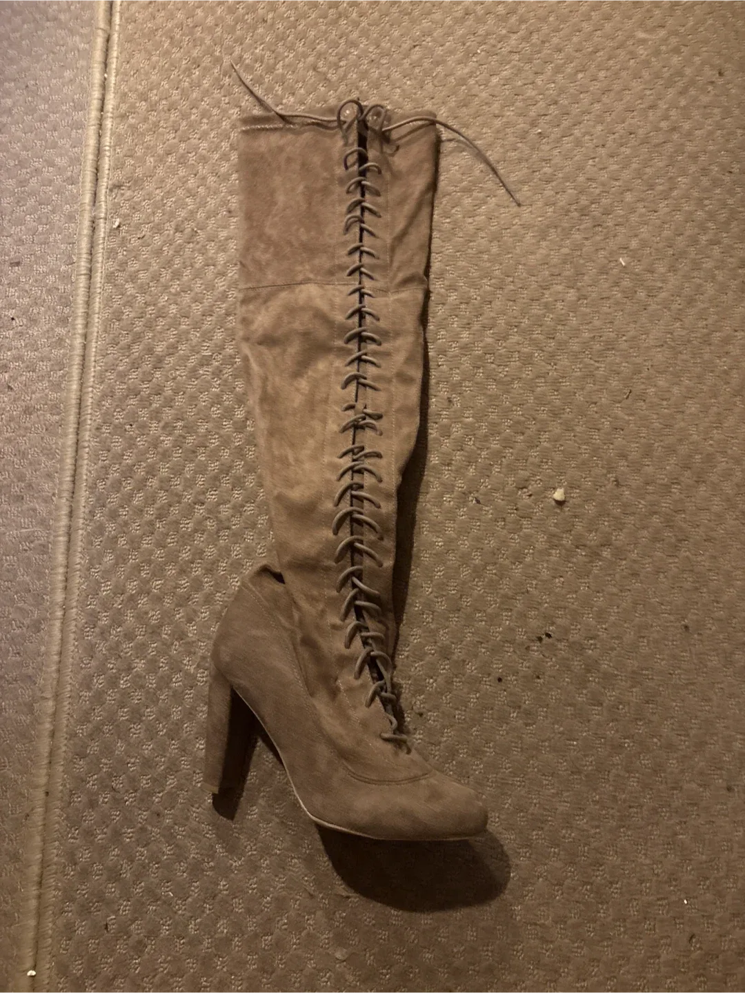 Fashion Nova Taupe Thigh High Heeled Boots image indicator(2)