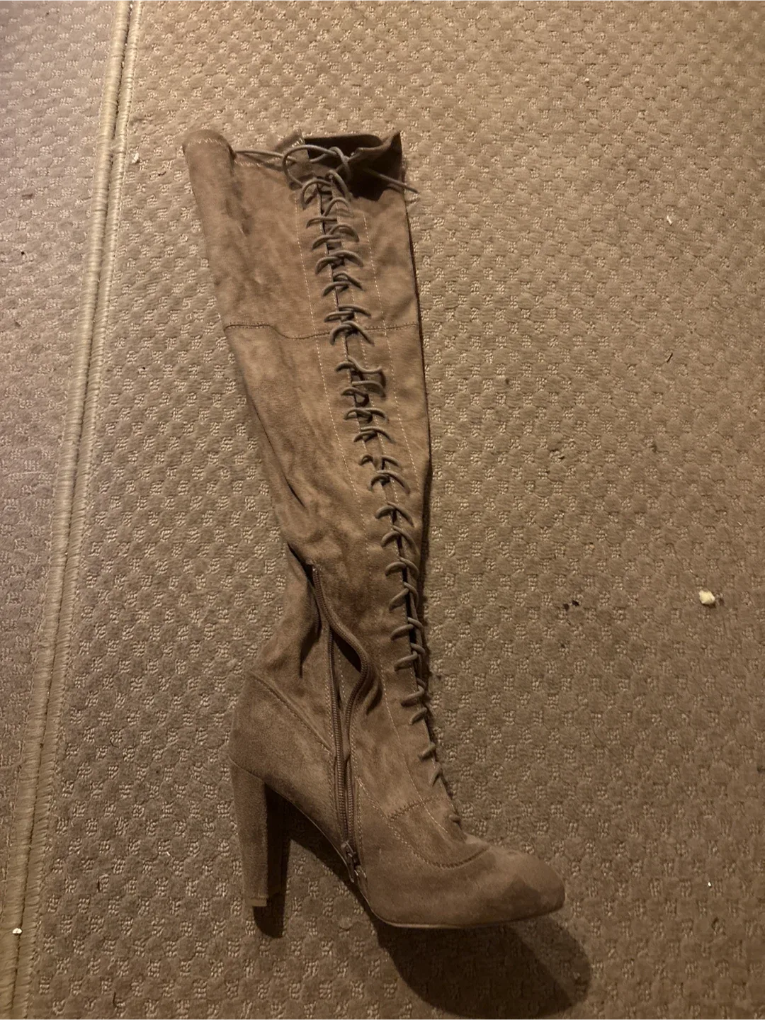 Fashion Nova Taupe Thigh High Heeled Boots image indicator(4)