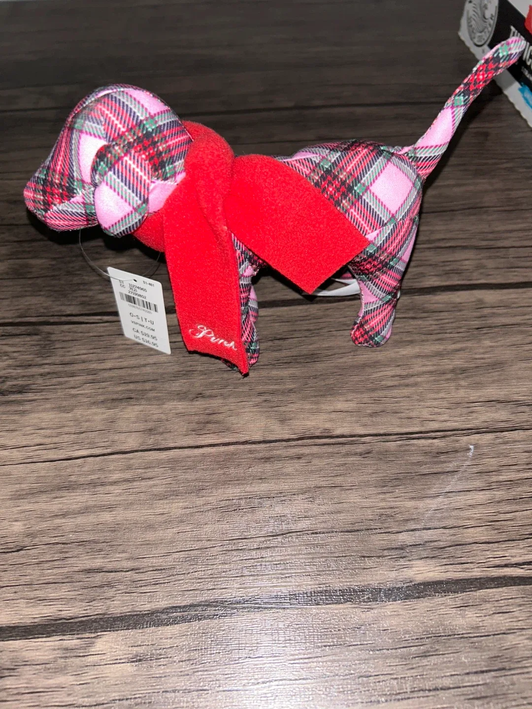 PINK Victoria's Secret Plaid Dog Ornament