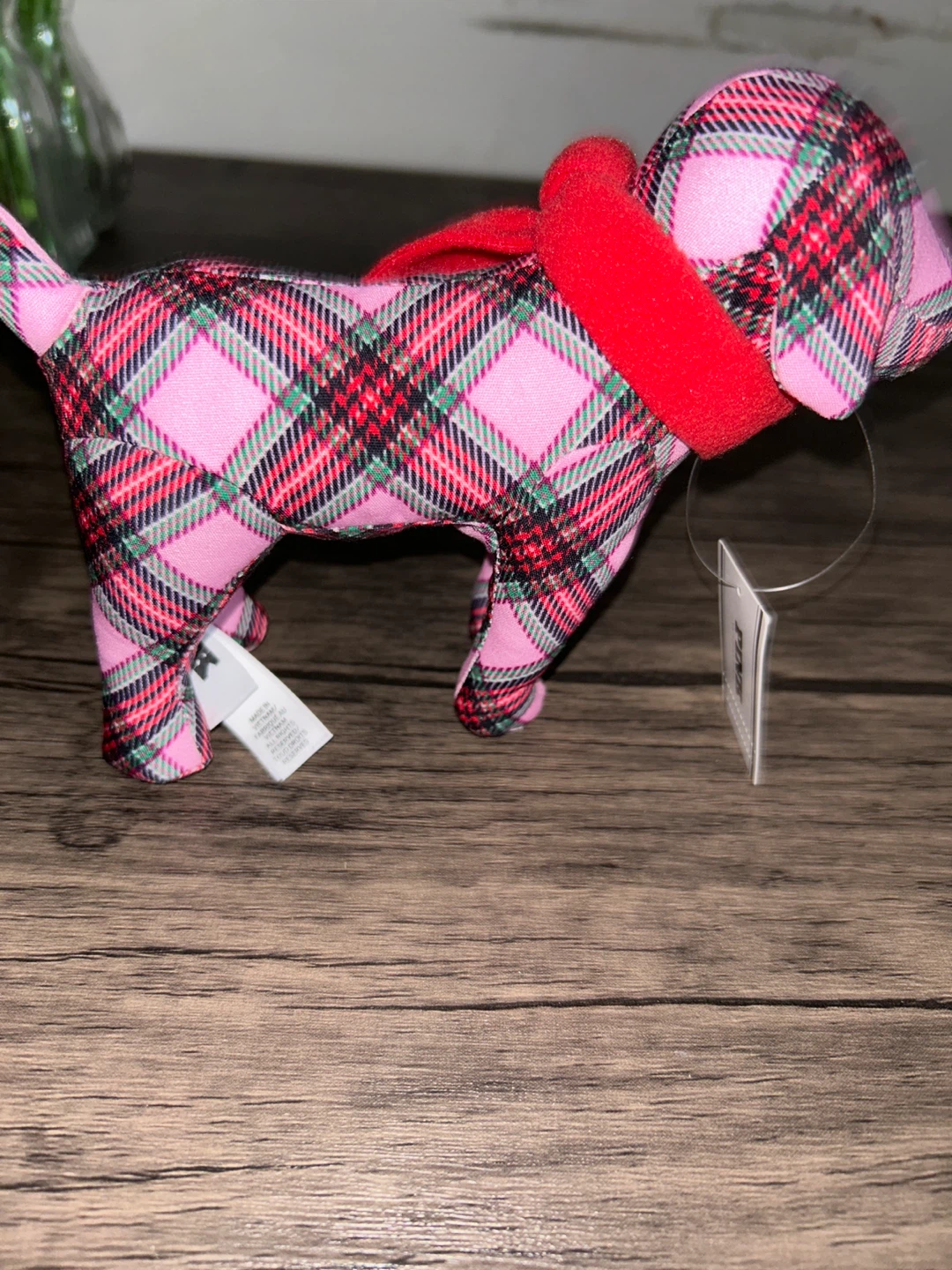 PINK Victoria's Secret Plaid Dog Ornament - photo 3
