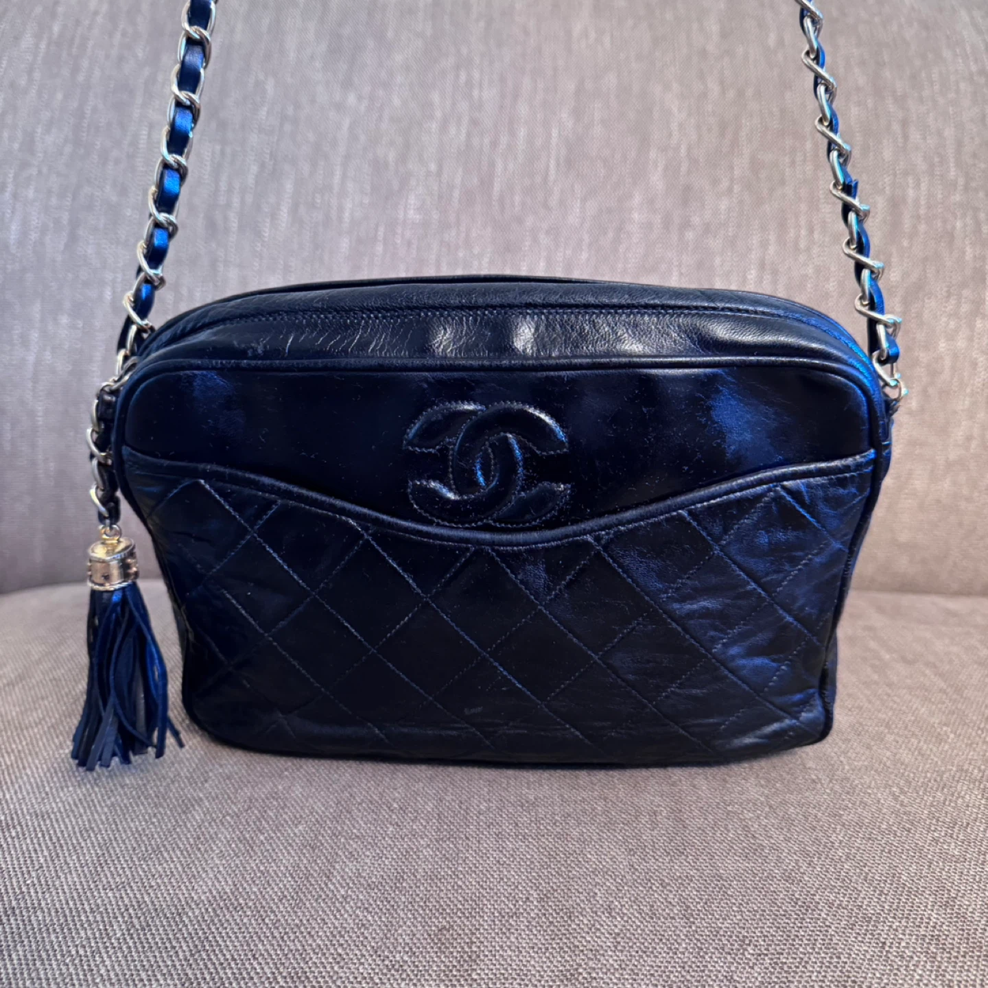 Chanel Black Quilted Leather Camera Bag