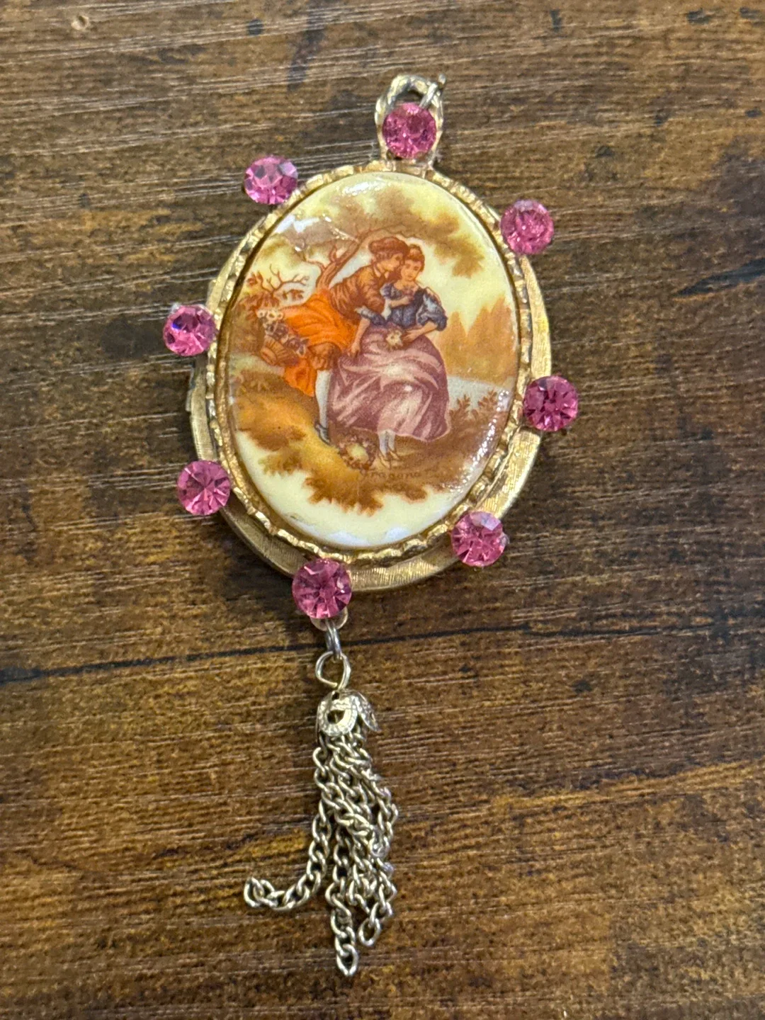 Vintage Style Brooch with Pink Accents