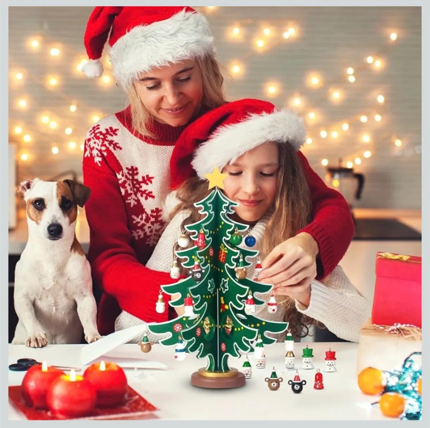 New Advent Calendar Wooden Christmas Tree with Ornaments image indicator(4)