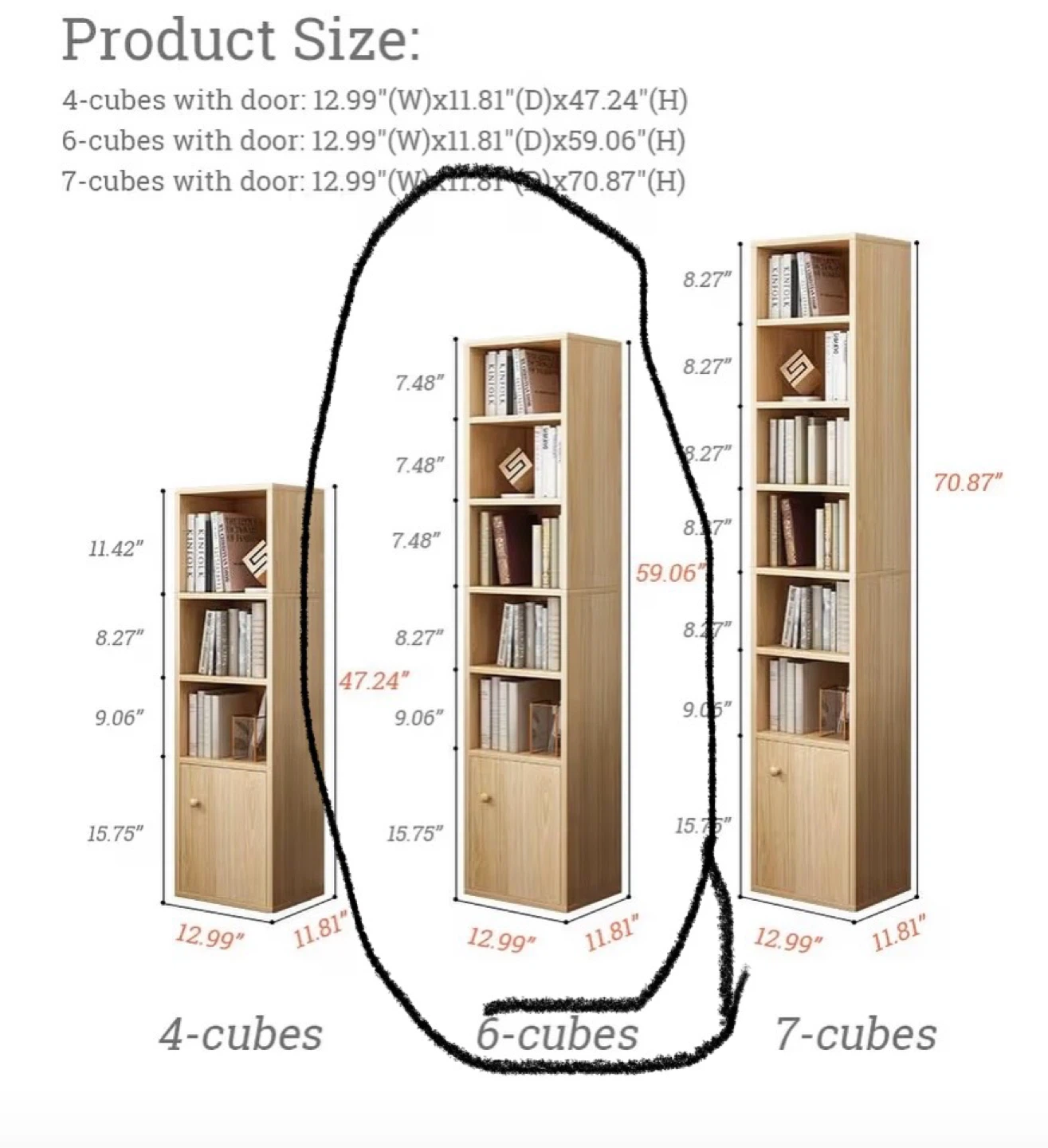 White Narrow Bookcase with Door - photo 4