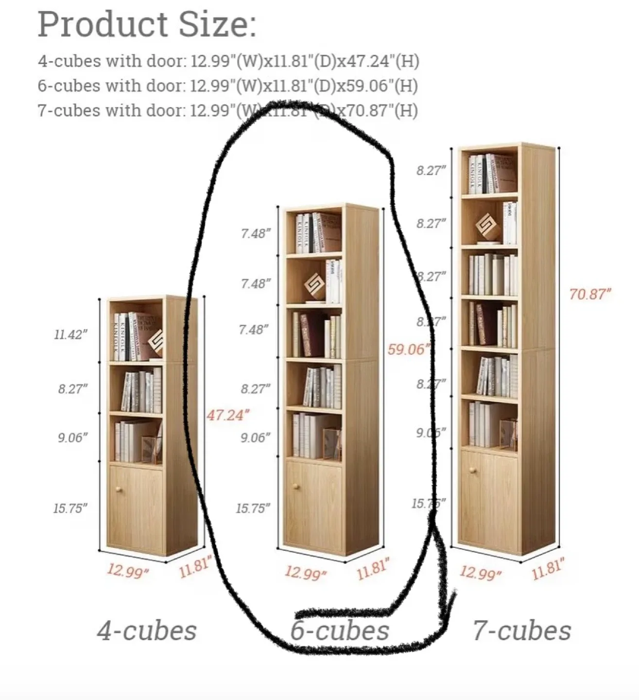 White Narrow Bookcase with Door image indicator(4)