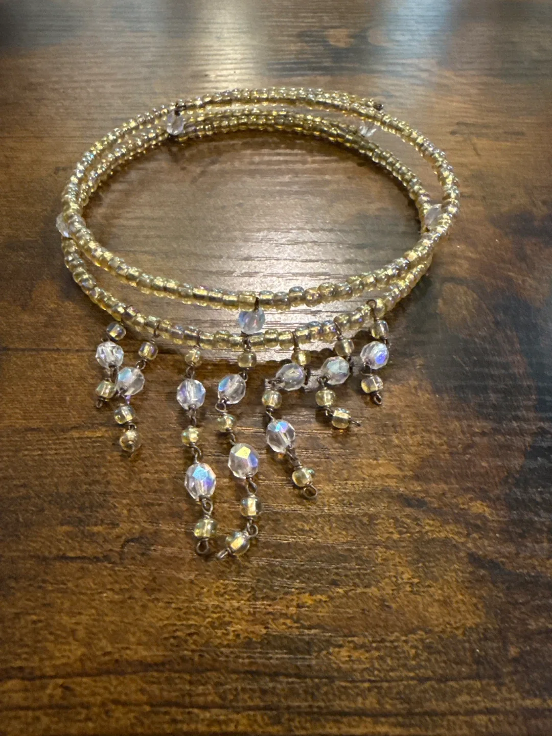 Beaded Choker with Dangles - Gold