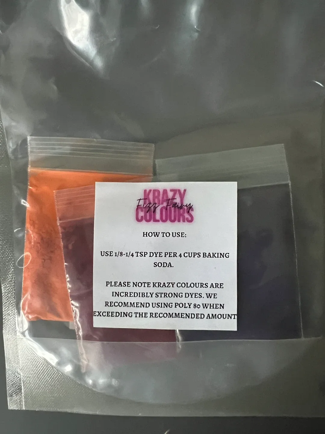 Bath bomb Krazy Colours dyes with poly80 image indicator(2)