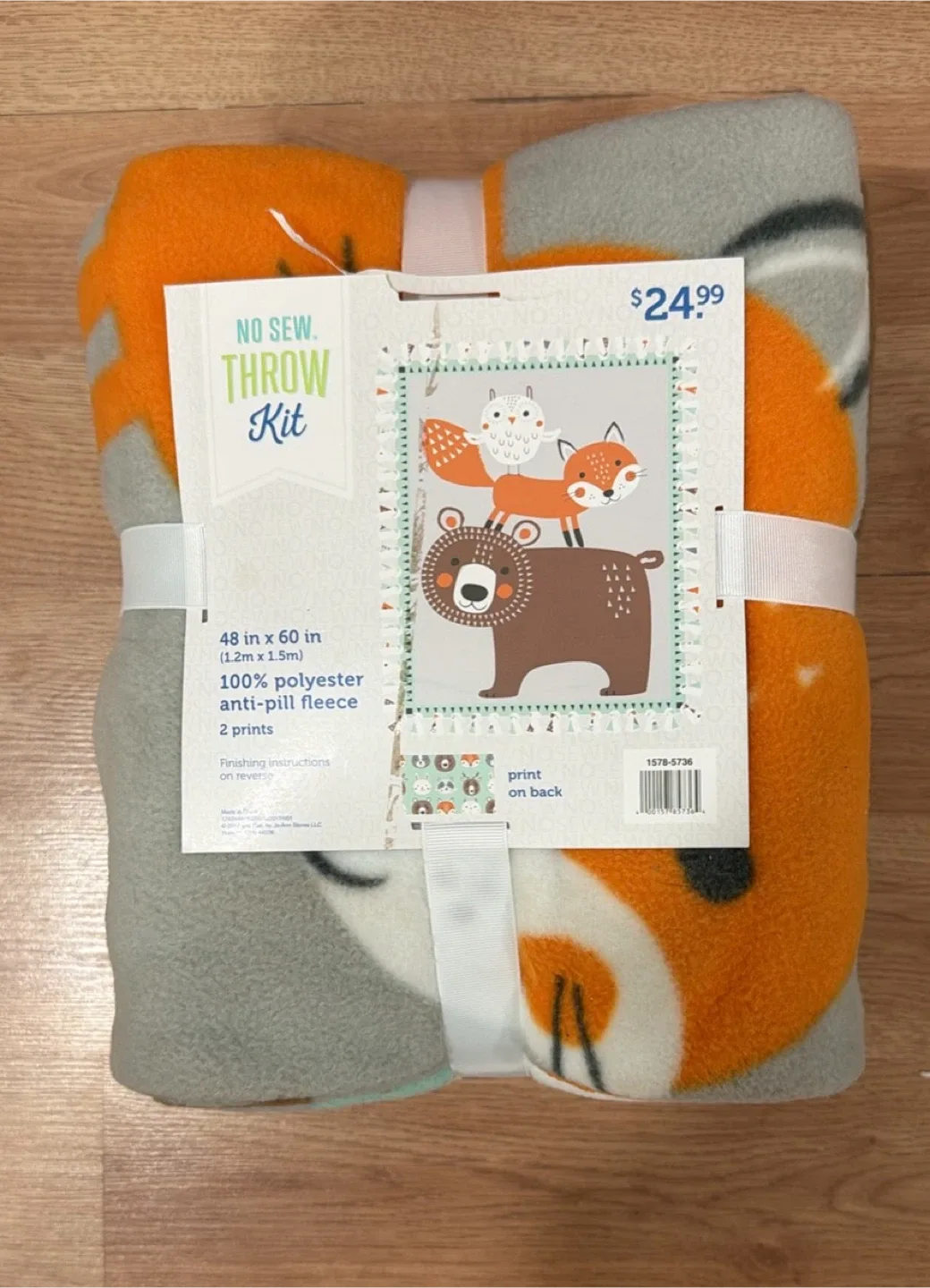 No Sew Throw Kit 48 in x 60 in NEW