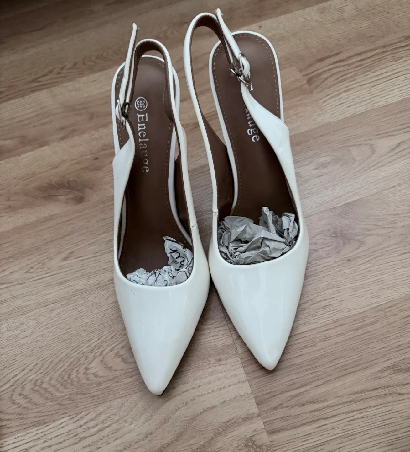 Enelaure White Slingback Heels - Size 9.5/10
