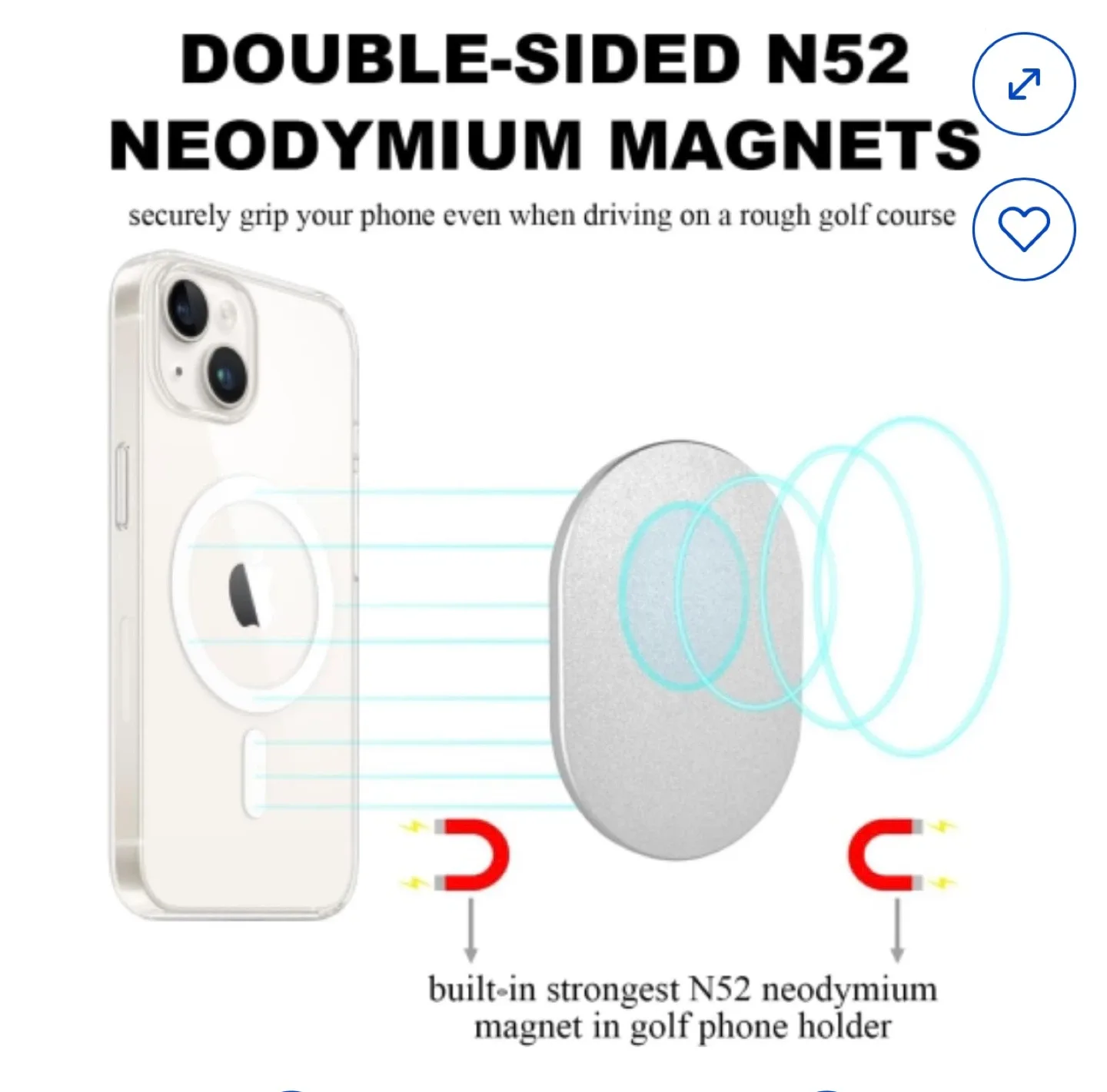 New Silver Golf Magnetic Phone Holder for Magsafe image indicator(4)