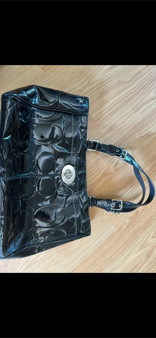 Coach Black Patent Leather Handbag image indicator(2)
