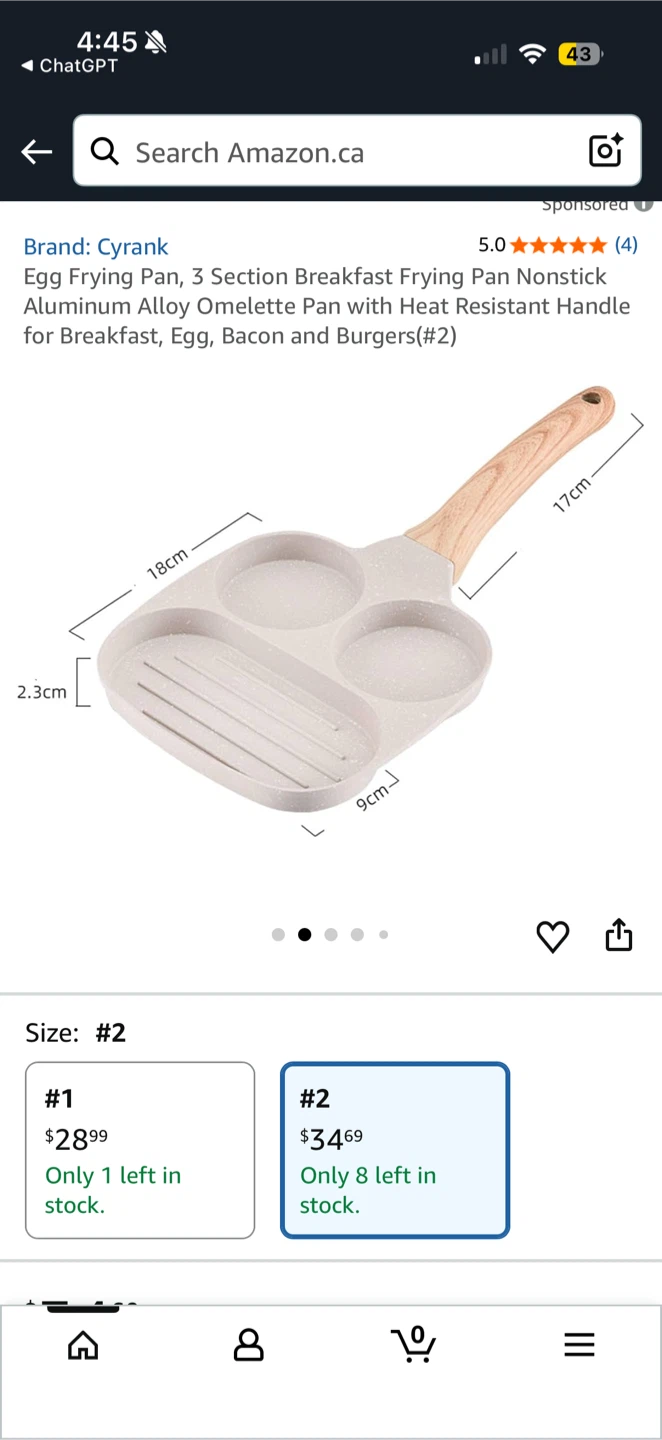 Cyrank Egg Frying Pan - 3 Section Breakfast Pan - photo 3