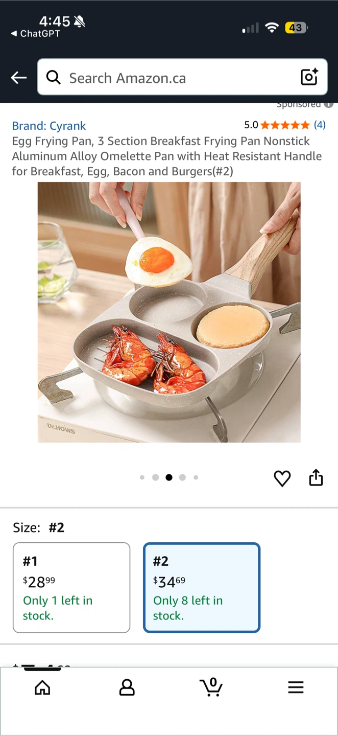 Cyrank Egg Frying Pan - 3 Section Breakfast Pan