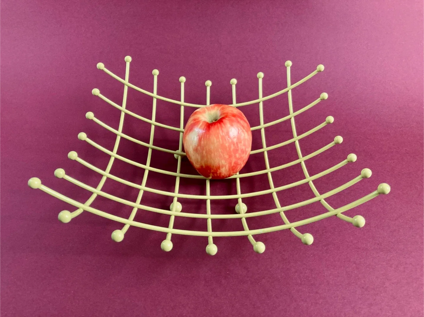 Vintage IKEA Postmodern Wire Fruit Basket in lime green