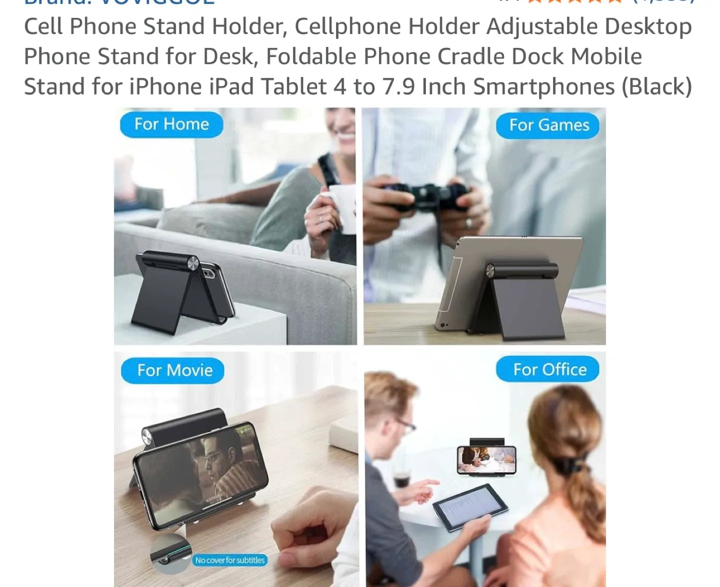 VOVIGGOL Cell Phone/Tablet Stand - Adjustable, Foldable image indicator(3)