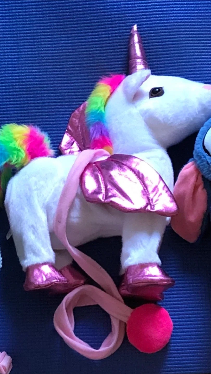 Dancing White Unicorn Plush Toy with Rainbow Mane image indicator(2)