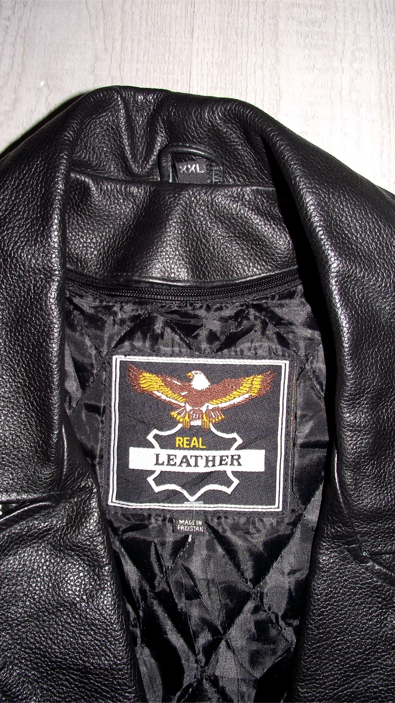 Real Leather Black Biker Jacket - XXL - photo 5
