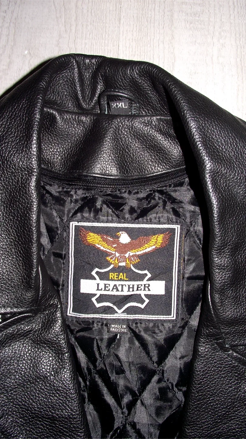 Real Leather Black Biker Jacket - XXL image indicator(5)
