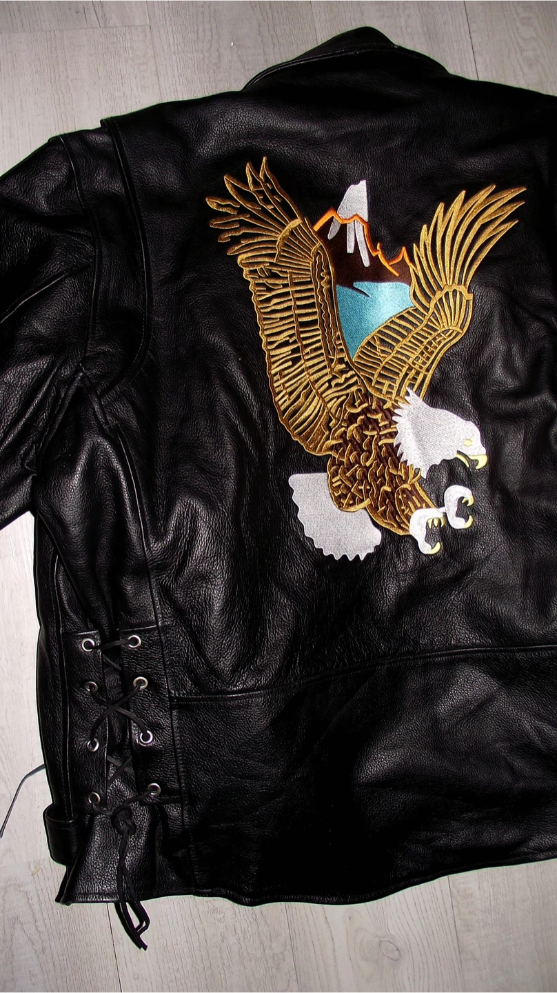 Real Leather Black Biker Jacket - XXL - photo 2