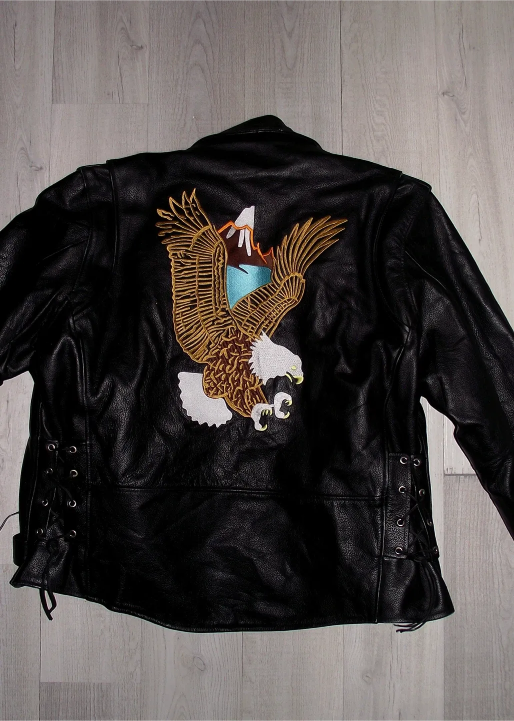 Real Leather Black Biker Jacket - XXL